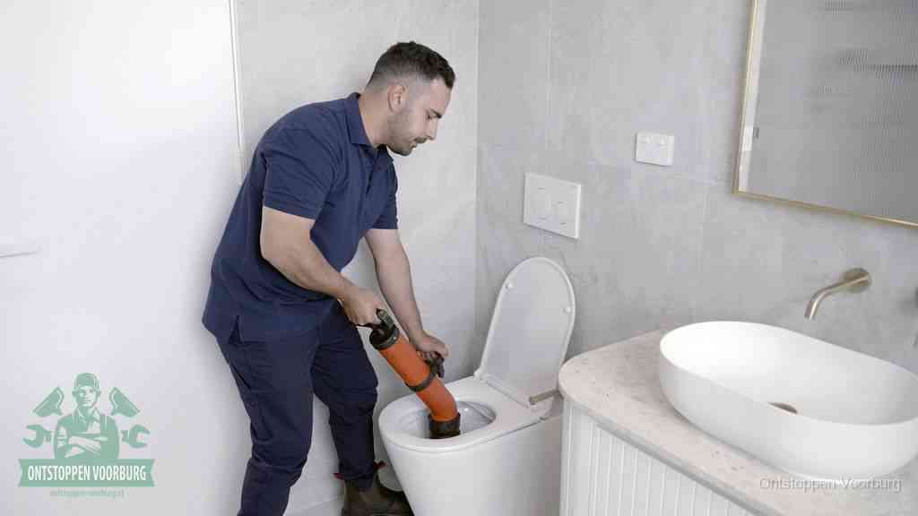 Een wc wordt met een handmatige ontstopper losgepompt, een verstopt toilet zelf ontstoppen met huismiddelen in Voorburg